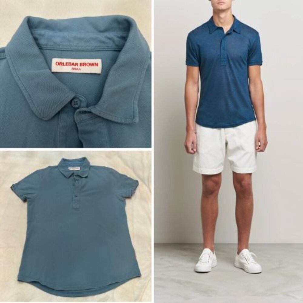 Orlebar Brown Men's Blue Sebastian Cotton Polo Shirt Size Large 51648